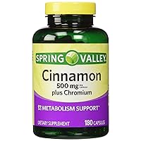 Spring Valley - Cinnamon 500mg Plus Chromium, Twin Pack, 2 Bottles of 180 Capsules