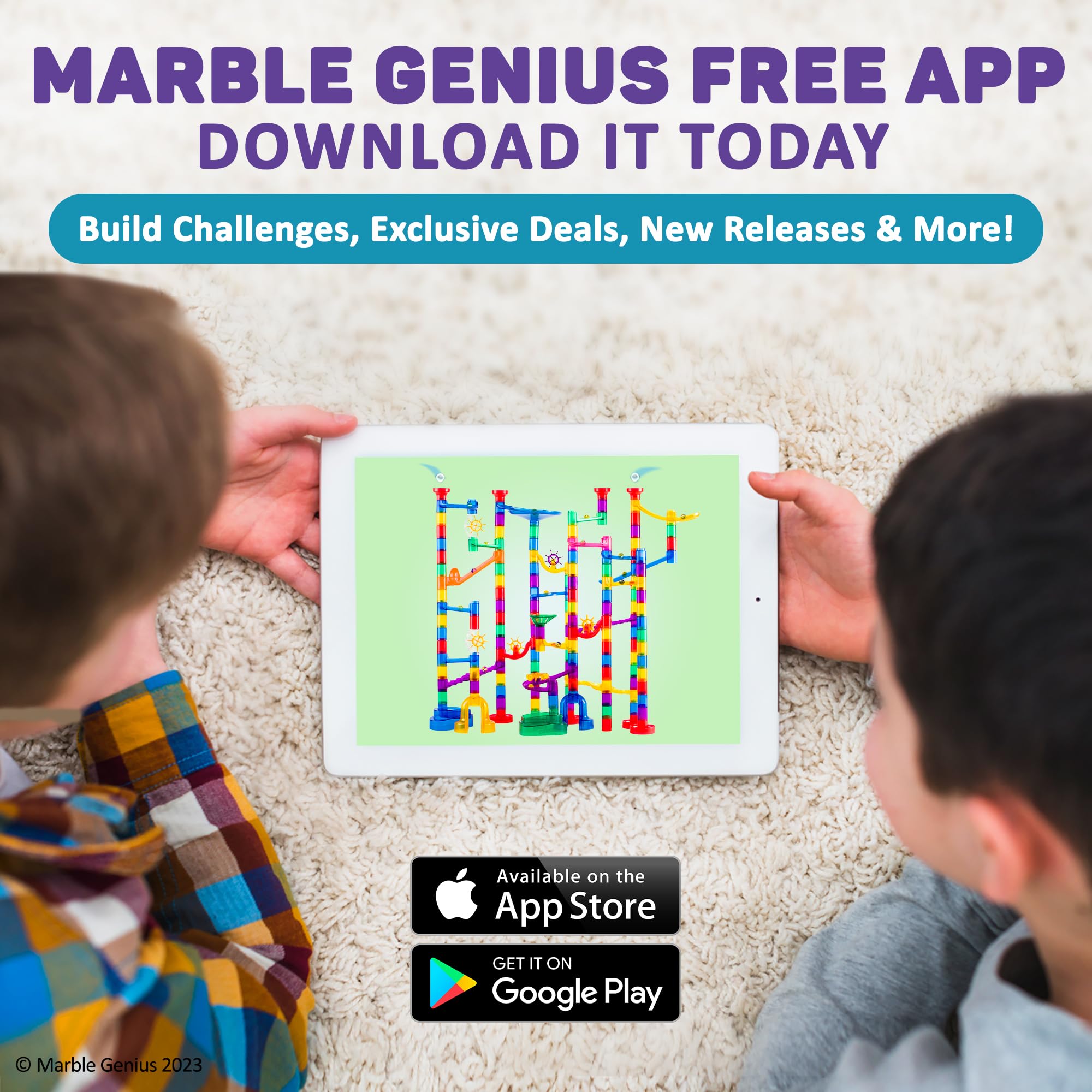 Marble Genius Bundle: Marble Run Booster Set (20 Pieces), Pipes, Spheres & Tubes Accessory, Automatic Chain Lift, Create Exciting Mazes, Tracks, and Races