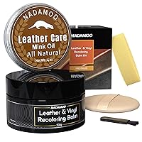 Black Leather Recoloring Balm with Mink Oil Leather Conditioner, Leather Repair Kits for Couches, Restoration Cream Leather Scratch Repair Leather Dye For Vinyl Furniture Car Seat, Sofa, Shoes