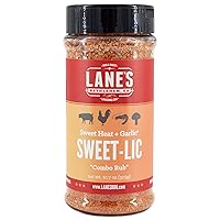 Lane's Sweet Lic BBQ Rub - Combo of Sweet Heat and Garlic² | Little Sweet, Little Heat, Lots a’ Garlic | 100% Natural | No Preservatives | No MSG | Gluten Free | Made in the USA | 10.7 oz