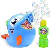 Bubble Maker Machine for Kids - Big Bubbles Speed Blower for Toddler's Outdoor Party Play - Makes 500 to 1000 per Minute (Bubble Dolphin)