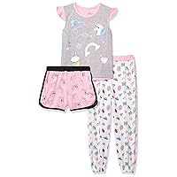 Girls' Toddler Unicorn Dreams Sleep 3Pc Set Tank, Shorts, Pants, Multi, 2T
