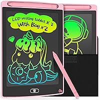 2 Pack LCD Writing Tablet 8.5inch with Bag - Colorful Screen Doodle Pad Drawing Board Learning Educational Toy - Gift for Kids 3-6 Years Old Girl Boy (Pink)