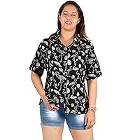 LA LEELA Women's Short Sleeve Shirt Hawaiian Blouse Tops