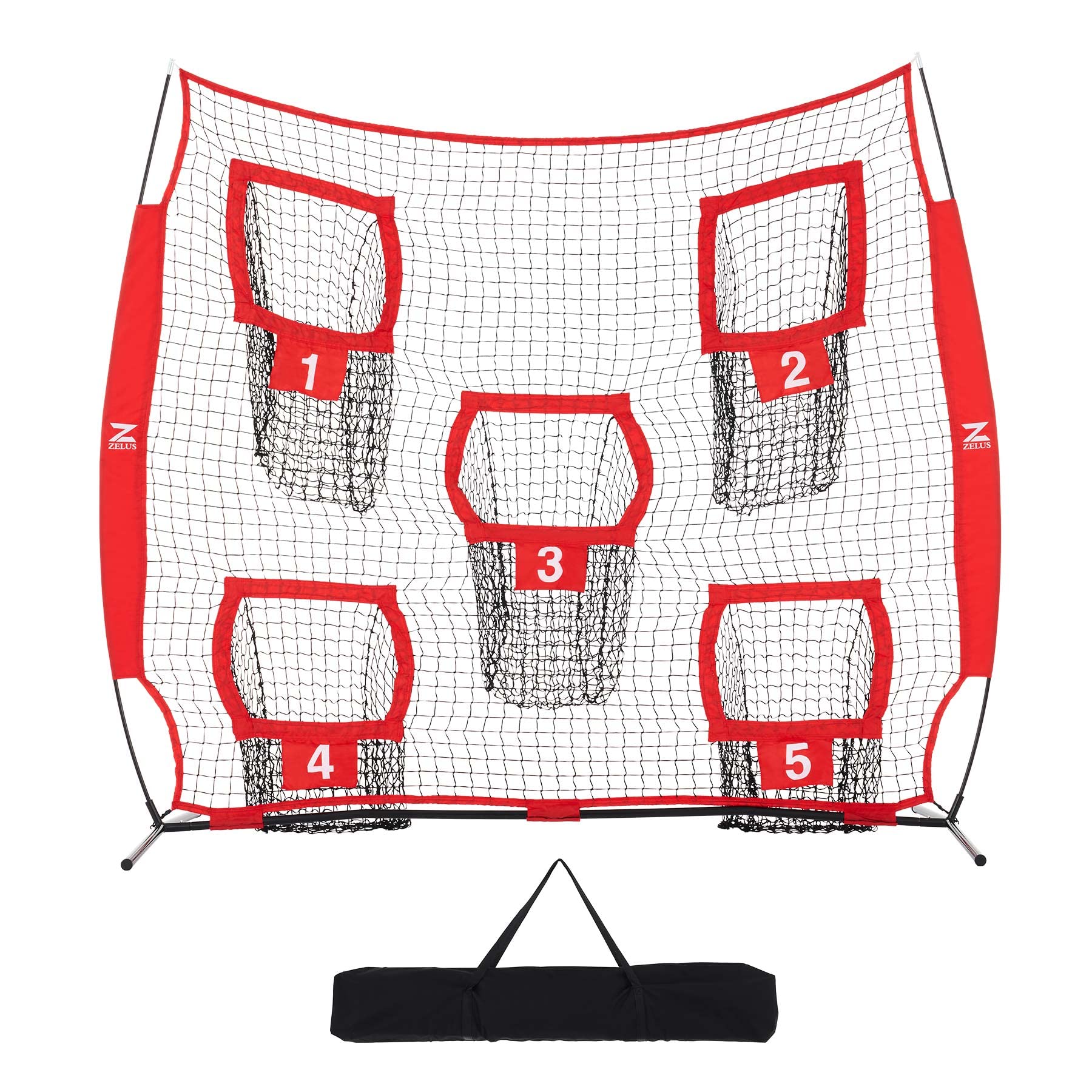 ZELUS 7 x 7ft Football Trainer Throwing Net | Training Throwing Target Practice with 5 Throwing Targets | Great for Quarterback | Includes Carry Bag