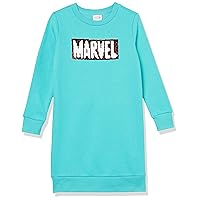 Amazon Essentials Disney | Marvel | Star Wars | Frozen Girls' French Terry Long-Sleeve Dresses (Previously Spotted Zebra)