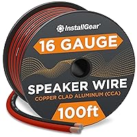 InstallGear 16 Gauge Wire AWG Speaker Wires True Spec and Soft Touch Cable Wire (100ft Red/Black) | Car Speaker Wire, Stereos, Home Theater Speakers, Surround Sound, Radio | 16 Gauge Speaker Wire