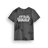 STAR WARS Boys T-Shirt | Kids Dark Grey Short Sleeve Graphic Tee | Sci-fi Movie Film Character Merchandise Gift