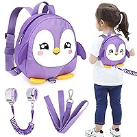 Accmor Toddler Harness Backpack Leash, Cute Penguin Kid Backpacks with Anti Lost Wrist Link, Mini Child Backpack Harness Leashes Walking Wristband Rope Travel Bag Harness Rein for Baby Girls (Purple)