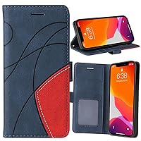 XYX Wallet Case for Oppo Reno5 Pro, Splicing Matching Premium PU Leather Flip Protective Phone Case Cover with Card Slots for Reno5 Pro, Blue