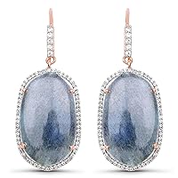 14K Rose Gold Plated 28.08 Carat Genuine Labradorite and White Topaz .925 Sterling Silver Earrings