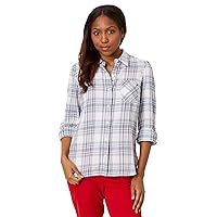 Tommy Hilfiger Plaid Lurex Button Up Shirt Womens