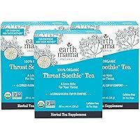 Earth Mama Organic Throat Soothie™ Tea with Elderflower | Immune Support Formulated without Licorice | Safe for Kids & During Pregnancy, 16 Teabags Per Box (3-Pack)
