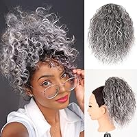 SCENTW Messy Bun Hair Piece Short Curly Ponytail Extension Elastic Drawstring Loose Wave Curly Hair Buns Hair Piece Synthetic Hair Extensions Hair Bun for Women Daily Use