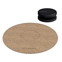 Fluance Cork Platter Mat and HiFi Vinyl Record Weight 760 gram Steel LP Disc Stabilizer Turntable Accessory with Rubberized Coating and Protective Velvet Pad for Vibration Damping (RW03)