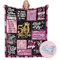 50 Birthday Gifts for Women, 50th Birthday Blanket with Gift Box, 50th Birthday Decorations Gift Ideas for Her, 50 Year Old Gifts for Women Turning 50 and Fabulous