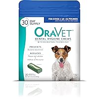 ORAVET Dental Chews for Dogs, Oral Care and Hygiene Chews (Small Dogs, 10-24 lbs.) Blue Pouch, 30 Count