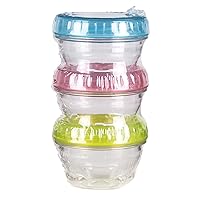 ArtBin 6940AD Twisterz 3-Pack, Art & Craft Organizers, 1.4 Fluid oz, [3] Interlocking Plastic Storage Jars, Clear with Multicolored Lids, Small/Short, Multi Colored, 3 Piece