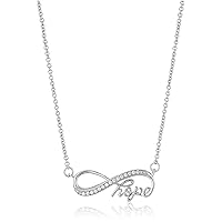 Amazon Collection womens 925 Sterling Silver AAA Cubic Zirconia Infinity Hope Necklace, 18