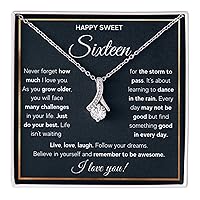 FG Family Gift Mall Sweet 16 Gifts For Girls, 16th Birthday Gifts For 16 Year Old Girl, Happy Sweet Sixteen Bday Card Gift Ideas Necklace with Message Card and Gift Box
