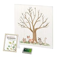 Lillian Rose Woodland Baby Shower Guest Book Alternative with Ink Pad, Cream, 11.75 x 11.75 x 0.375