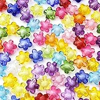 200 Pieces 12mm Acrylic Flower Beads Mix Candy Colors Smooth Spacer Beads Flower Shape Beads for DIY Craft Jewelry Making Bracelets Necklaces Earring Crafting Supplies(Mixed Color)