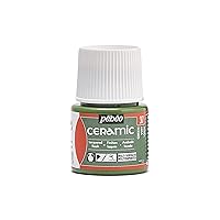 Pebeo Ceramic, Enamel Effect Paint - High Gloss Paints, Opaque, Oil-Based Color, 45 ml Bottle, Green, 025-037