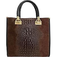 Women's Shoulder Bag - Handbag in Suede Leather with Coconut Print