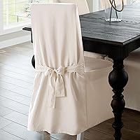 SureFit Duck Cotton Solid Dining Chair Slipcover - Full Length Relaxed Fit High Back Chair Cover / Perfect For Adding Accents To Your Dining Room, 17 x 18.5 x 42 Inches, Natural