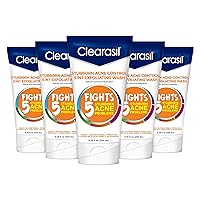 Clearasil Stubborn Acne Control 5in1 Exfoliating Wash 6.78 fl. oz., Reduces Blocked Pores, Pimple S (Pack of 5),6.78 Fl Oz (Pack of 5)