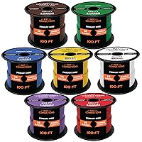14 Gauge Automotive Primary Wire (100ft Each – 7 Color Bundle Set)– Durable Primary/Remote, Power/Ground Electrical Wire for Trailer, Car Audio, Lighting Circuits– 700ft Total
