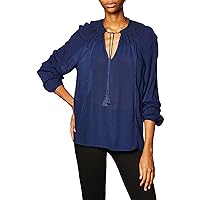Lucky Brand Womens Printed Peasant Top