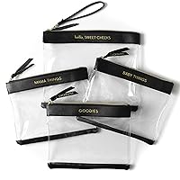 Diaper Bag Organizing Pouches | Set of 4 Including Diaper Clutch | Dry Wet Bag (Black & Clear)
