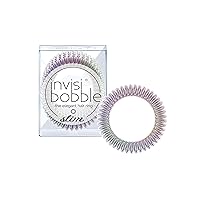 invisibobble SLIM Traceless Spiral Hair Ties - Pack of 3, Vanity Fairy - Strong Elastic Grip Coil Hair Accessories for Women - No Kink, Non Soaking - Gentle for Girls Teens and Thick Hair