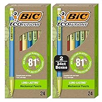 BIC Ecolutions Mechanical Pencils with Erasers, With Colorful Barrel, Medium Point (0.7mm), 48-Count Pack, Mechanical Pencils Made from 81% Recycled Plastic Excluding Leads and Erasers