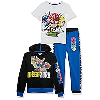 Power Rangers Graphic Hoodie, T-Shirt, & Jogger Sweatpant, 3-Piece Athleisure Outfit Bundle Set-Boys 4-20