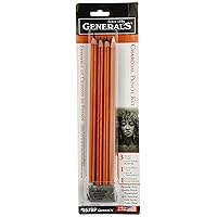 Charcoal Drawing Set, White/Black, Set of 4 Pencils and 1 Eraser - 321742