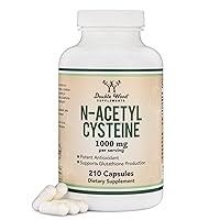 NAC Supplement N-Acetyl Cysteine (1,000mg Per Serving 500mg Per Cap, 210 Capsules) (Third Party Tested, Manufactured in The US) with Odor Masking Technology to Boost Glutathione Levels by Double Wood