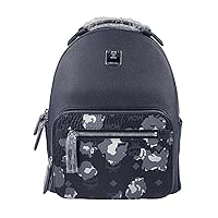 MCM Navy Leather Small Backpack with Camo Print