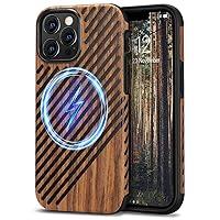 TENDLIN Magnetic Case Compatible with iPhone 13 Pro Case Wood Grain with Leather Outside Design TPU Hybrid Case (Compatible with MagSafe) Wood & Leather
