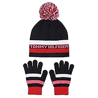 Tommy Hilfiger Girls' Beanie and Magic Glove Set, Navy Blazer, One Size