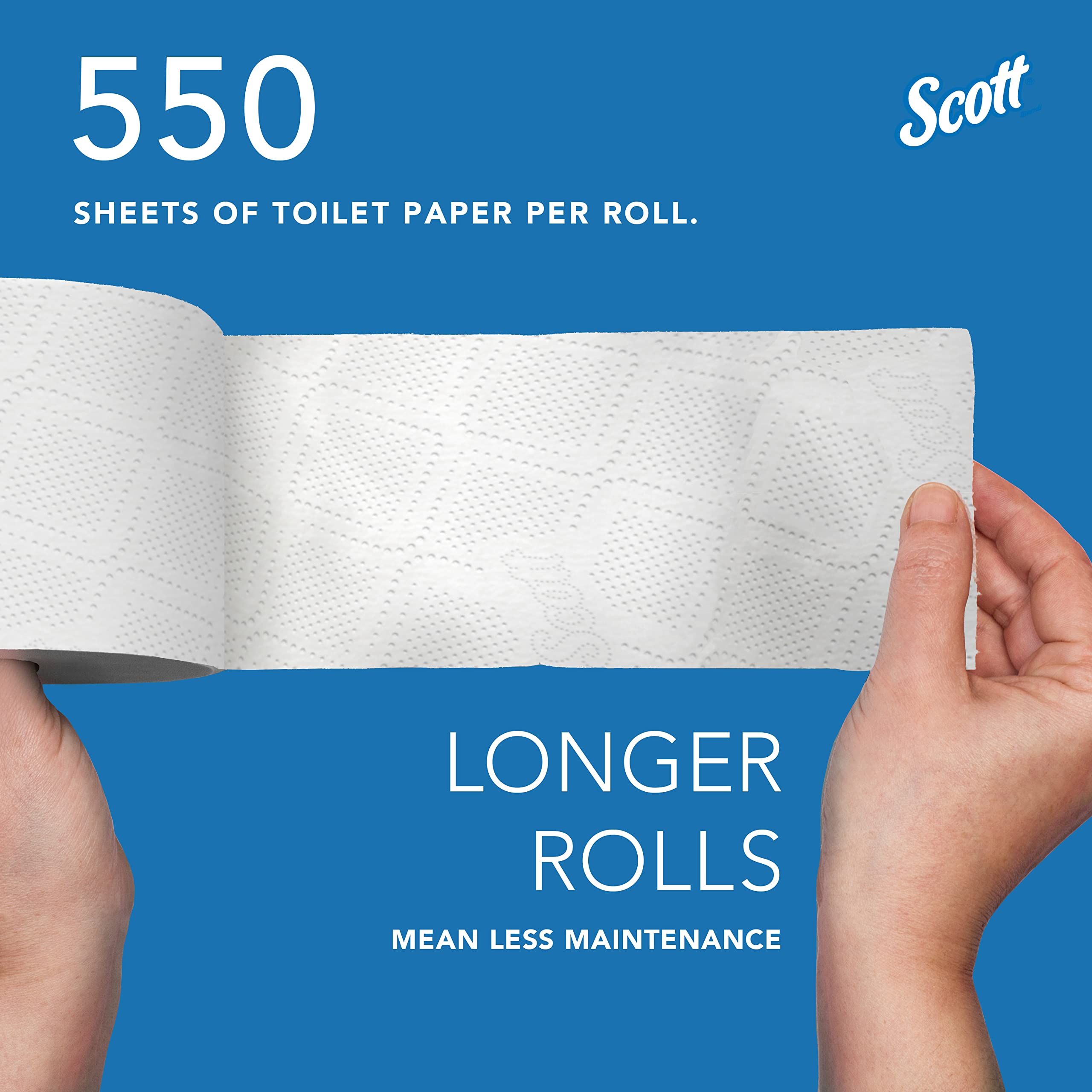 Scott® Professional Standard Roll Toilet Paper (04460), with Elevated Design, 2-Ply, White, Individually wrapped, (550 Sheets/Roll, 80 Rolls/Case, 44,000 Sheets/Case)