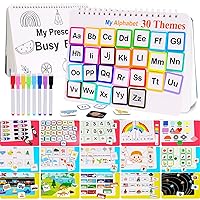 Busy Book for Kids, Montessori Preschool Learning Activities,30 Themes Book with 8 Marker, Workbook Activity Binder/Toys for Toddlers 1-3, Autism Learning Materials and Tracing Coloring Book