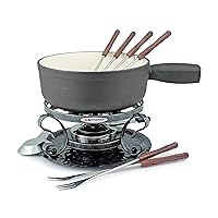 Swissmar KF-66513 Lugano 2-Quart Cast Iron Cheese Fondue Set, 9-Piece, Matte Black Swissmar KF-66513 Lugano 2-Quart Cast Iron Cheese Fondue Set, 9-Piece, Matte Black