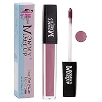 Mommy Makeup Stay Put Matte Lip Cream | Kiss Proof Lipstick in Roxie (A Plum with Shimmer) Transfer Proof, Smudge Proof, Waterproof, Non Drying, Long Wear Lipstick