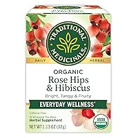 Traditional Medicinals Tea, Organic Rose Hips & Hibiscus, Supports Everyday Wellness, 16 Tea Bags