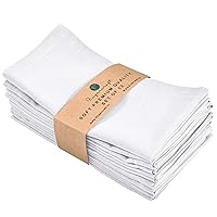Fingercraft Dinner Cloth Napkins, Cotton Linen Blend Fabric 12 Pack White Easter Special, Premium Quality, Mitered Corners for Every Day Use Napkins are Pre Shrunk and Good Absorbency White