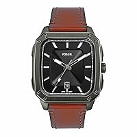 Fossil Men's Watch with Square Case and Stainless Steel, Silicone or Leather Strap