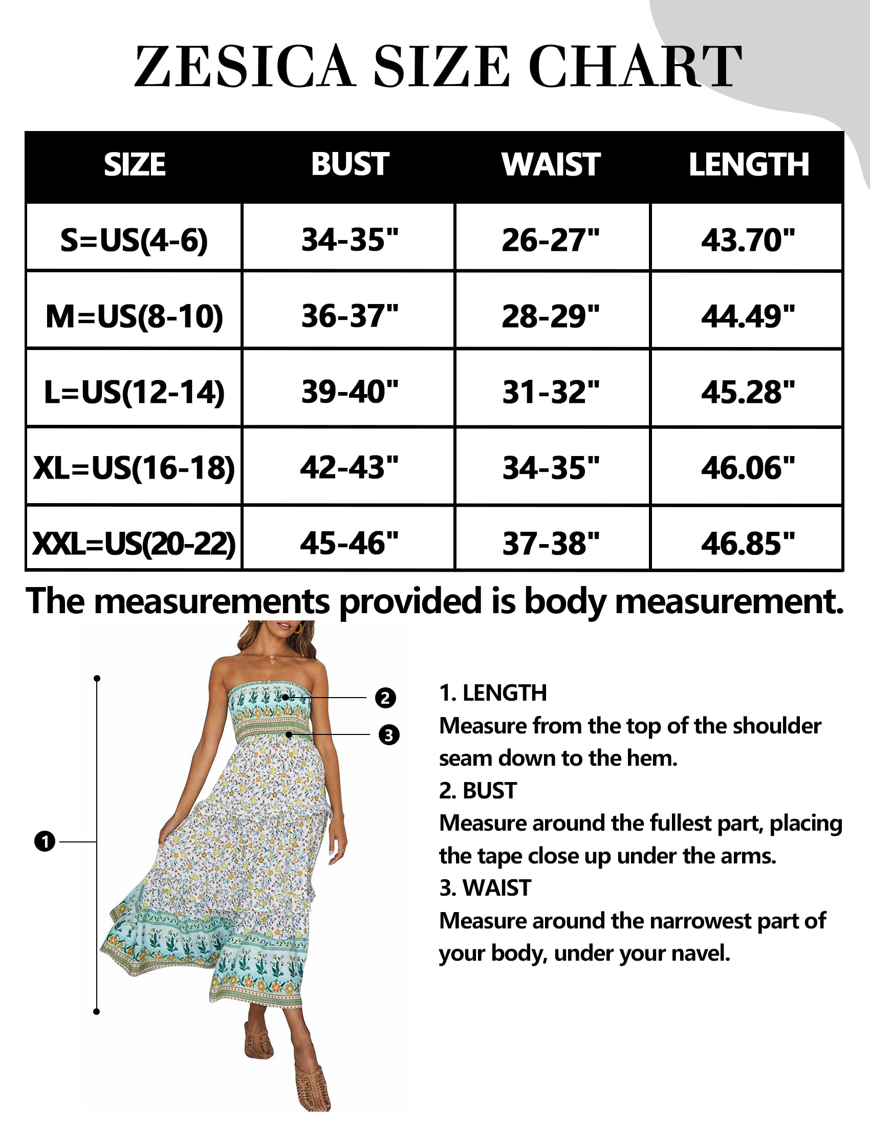 ZESICA Women's 2023 Summer Bohemian Floral Printed Strapless Beach Party Long Maxi Dress