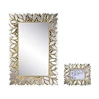 Gaia Wall Plaque Mirror with Picture Frame 4X6,Gold